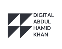 Digital Abdul Hamid Khan logo with geometric design and bold typography